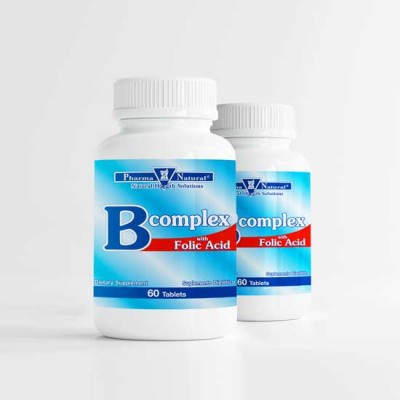 B-Complex + Folic Acid, 2 x (60 Tablets)
