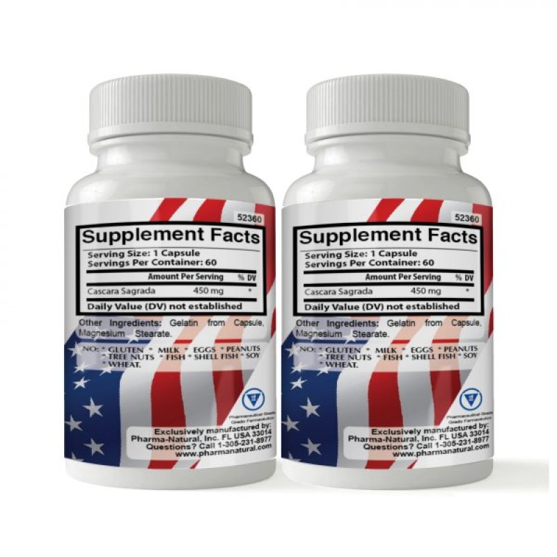 Cascara Sagrada 450 mg, 2 x (60 Capsules)