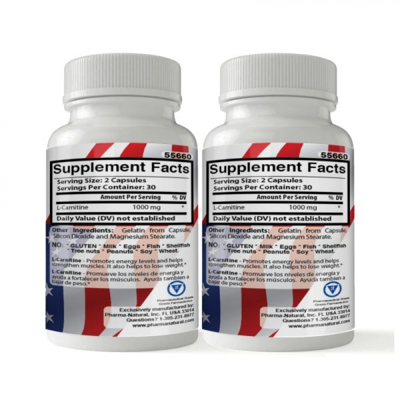L-Carnitine 1,000 mg, 2 x (60 Capsules)