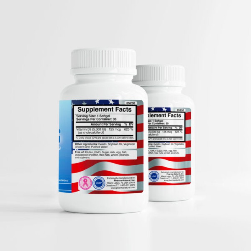 Vitamin D 5,000 IU (125 mcg), 2 x (30 Softgels)