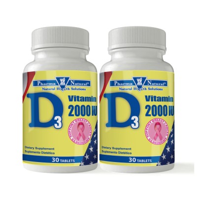Vitamin D3 2,000 IU (50 mcg), 2 x (30 Tablets)
