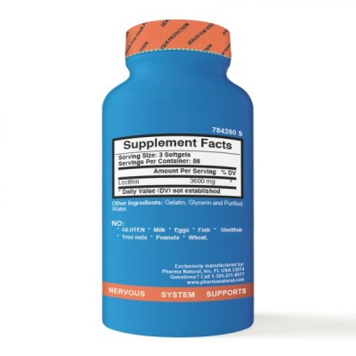 Soy Lecithin by PN 3600 mg – 120 softgels, May help with memory disorders