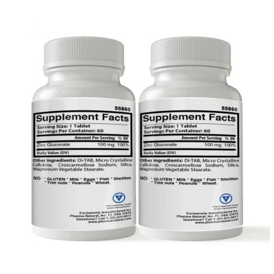 Zinc 100 mg, 2 x (60 Tablets)
