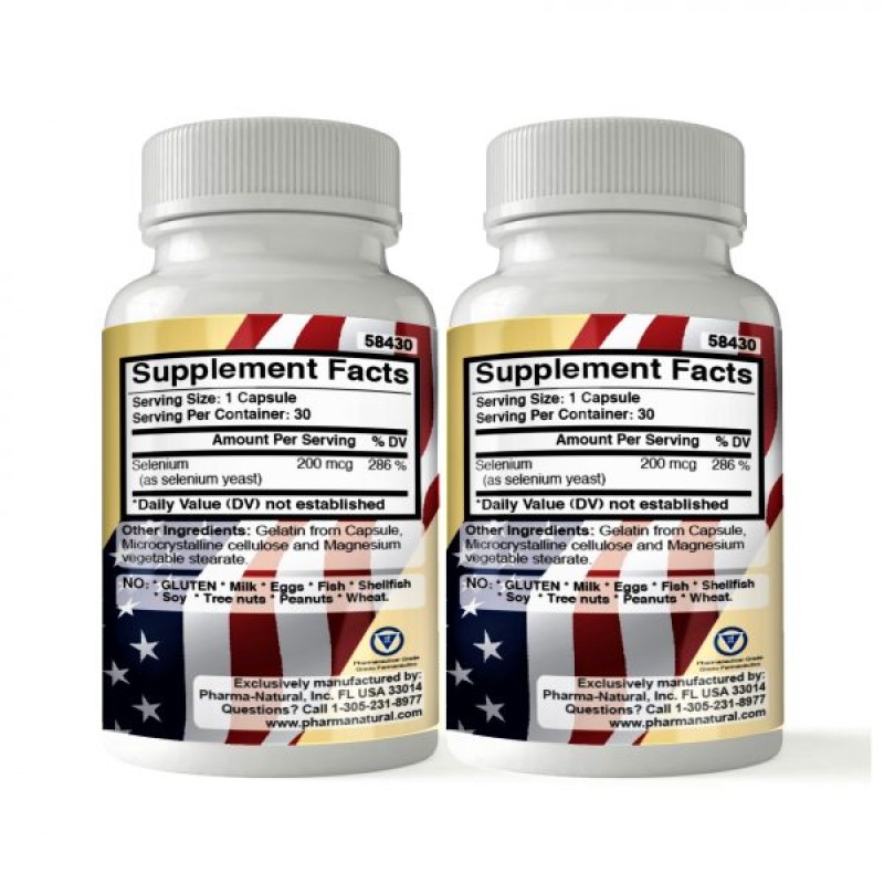 Selenium 200 mcg, 2 x (30 Capsules)