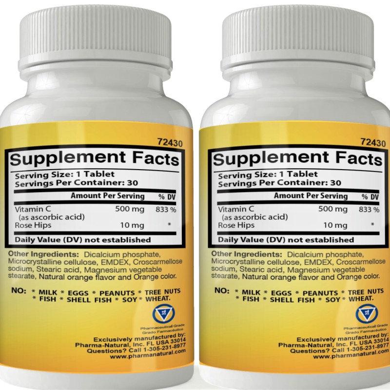 Vitamin C with Rose Hips 500 mg, 2 x (30 Tablets)