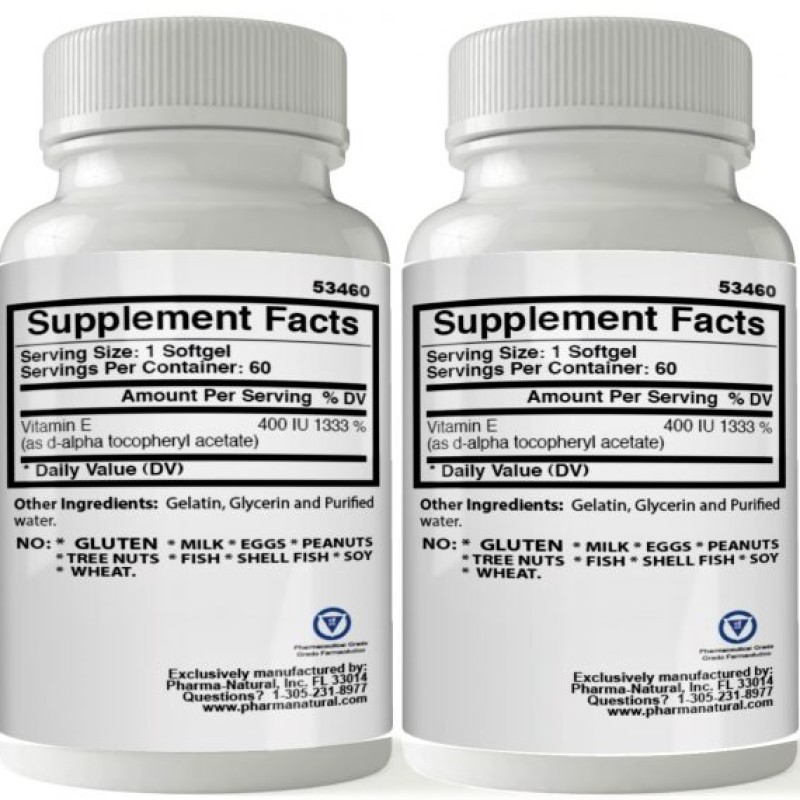 Vitamin E 400 IU Natural, 2 x (60 Softgels)
