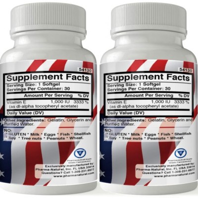 Vitamin E 1,000 IU, 2 x (30 Softgels)