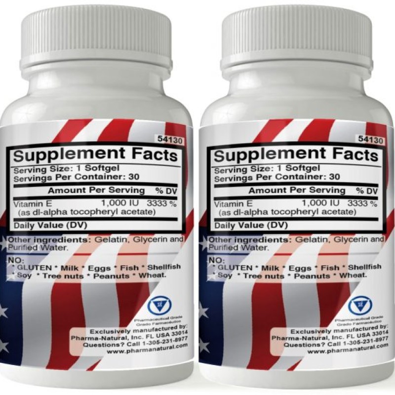 Vitamin E 1,000 IU, 2 x (30 Softgels)