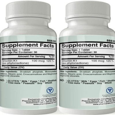 Vitamin K 100 mcg, 2 x (30 Tablets)